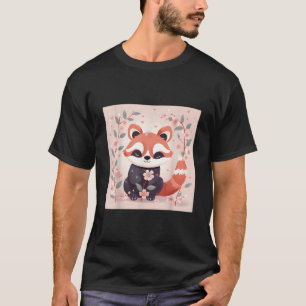 T-shirt Saison Fleur Cerise Panda Rouge Adorable Printemps