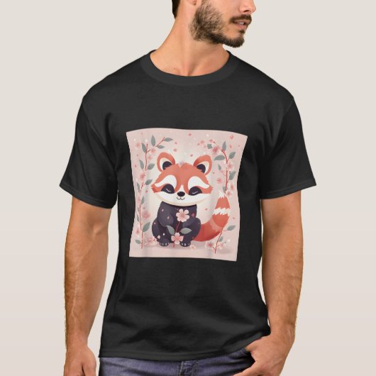 T-shirt Saison Fleur Cerise Panda Rouge Adorable Printemps (Devant)