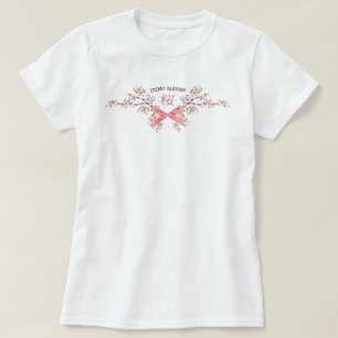 T-shirt Sakura Fleur de Cerisier Élégante avec Nœud Ruban 