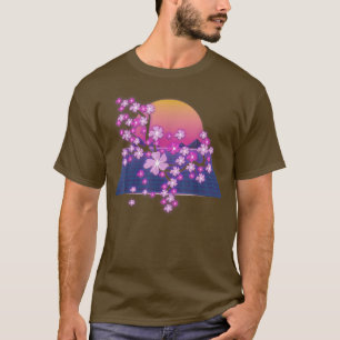 T-shirt Sakura Fleur Japonaise Coucher de soleil Vaporwave
