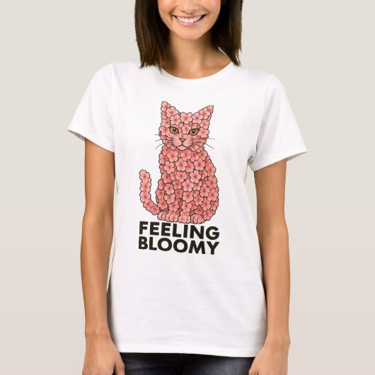 T-shirt Sakura Fleurs Chat Sentiment de Bloomie (Devant)