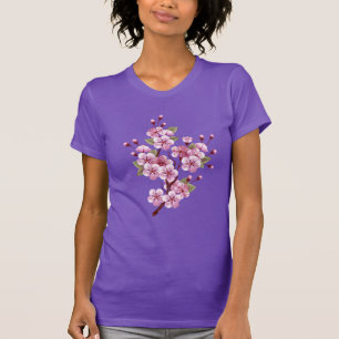 T-shirt Sakura rose sur la peinture Arrière - plan