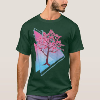 T-shirt Sakura Tree Japan Retro 80s Art Vaporwave Cherry B