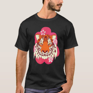 T-shirt Sakura Wild Cat Predateur animal cerisier fleurs A