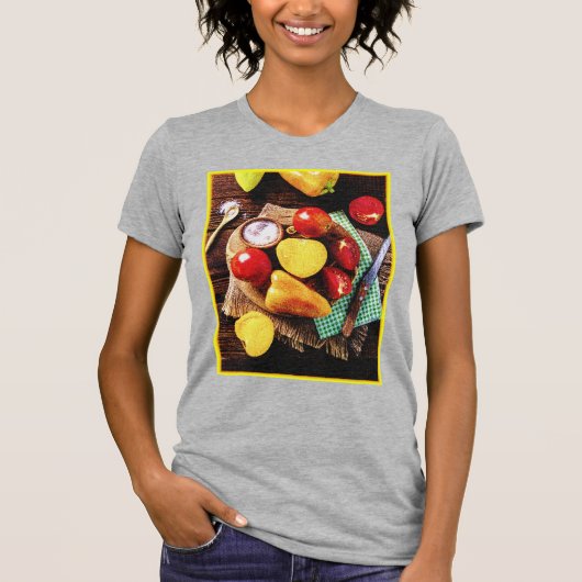 T-shirt "Salade de légumes maison" Photo mignonne. Command (Devant)