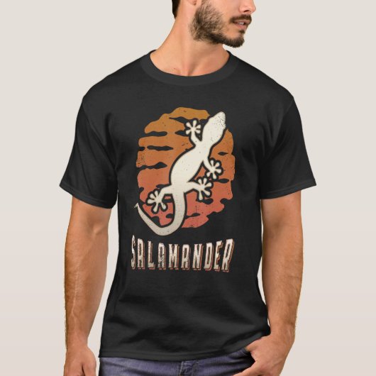 T-shirt Salamander Vintage Retro Classic Animal Sunset (Devant)