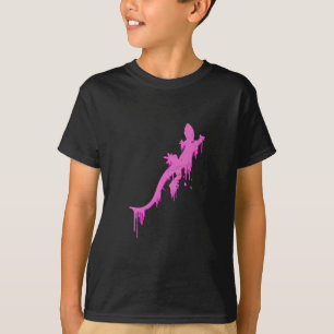 T-shirt Salamandre Rose en Détresse avec Coulure de Peintu