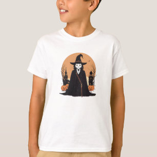 T-shirt Sale mystique Chat noir avec Citrouille