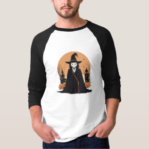 T-shirt Sale mystique Chat noir avec Citrouille