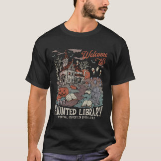 T-shirt Salem Rétro Bienvenue à la bibliothèque hantée Boo
