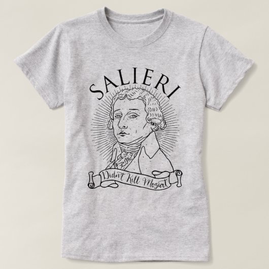 T-shirt Salieri n'a pas tué Mozart (Design devant)