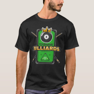 T-shirt Salle de billard personnalisée NOM Boule 8 Couronn