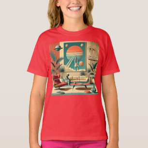 T-shirt Salle de séjour familiale d'ère spatiale futuriste