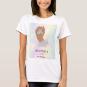 T-shirt salon holographique ongle femme main nails technic (Devant)