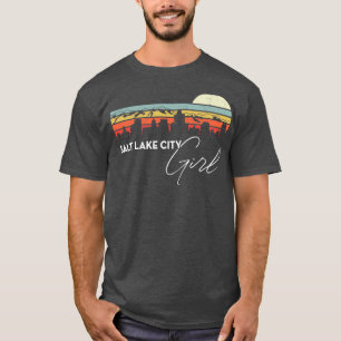 T-shirt Salt Lake City Girl Retro Sunset City Skyline Souv