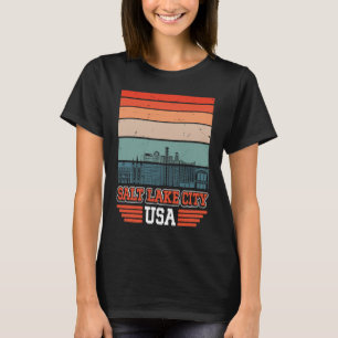 T-shirt Salt Lake City Utah USA Retro Vintage Sunset Skyli