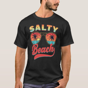 T-shirt Salty Beach Vacances Rétro Citation Été Femmes