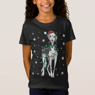 T-Shirt Saluki Enveloppé Dans Le Chien Lumière De Noël