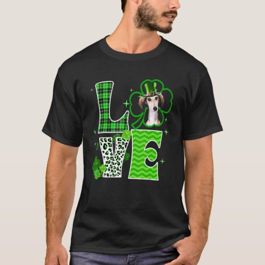 T-shirt Saluki Shamrock Lucky C Jour de la Saint Patrick i (Devant)