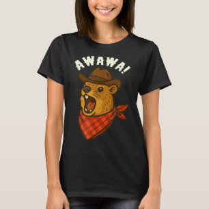 T-shirt Salut Cowboy Rock Hyrax Awawa Western Drôle _1