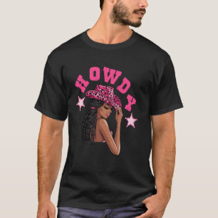 T-shirt Salut Cowgirl noire occidentale aux cheveux locs F