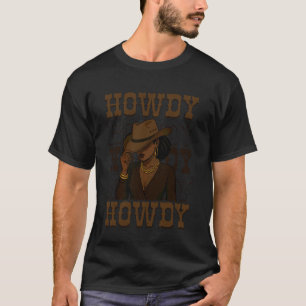T-shirt Salut Cowgirl Noire Rétro Western Mélanine Afro Fe