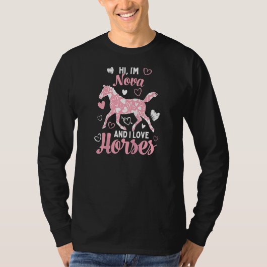 T-shirt Salut, je suis Nova Et j'aime les chevaux mignon M (Devant)