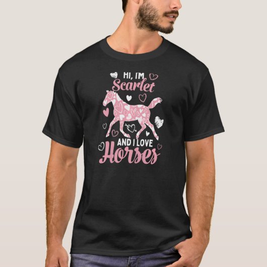 T-shirt Salut, je suis Scarlet et j'aime les chevaux migno (Devant)