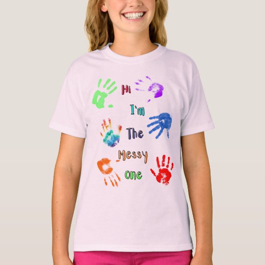 T-shirt Salut, je suis The Messy One - Paint Handprints (Devant)