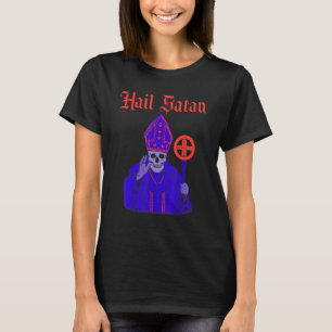 T-shirt Salut Satan Satanic Vintage Horreur Eglise Diable