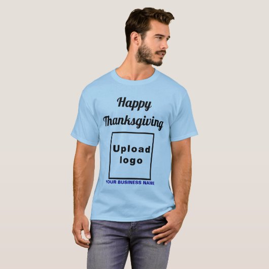T-shirt Salutation d'action de grâces sur bleu clair (Devant entier)