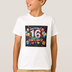 T-shirt Salutation joyeuse 16e anniversaire avec Heart Boy