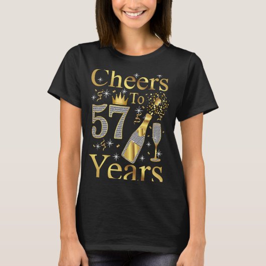 T-shirt Salutations à 57 Ans 1966 57e Anniversaire Champag (Devant)