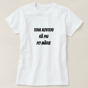 T-shirt salutations, bonne journée, bonne nuit en Maori