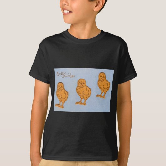 T-shirt Salutations de Pâques Chicks Bleu (Devant)