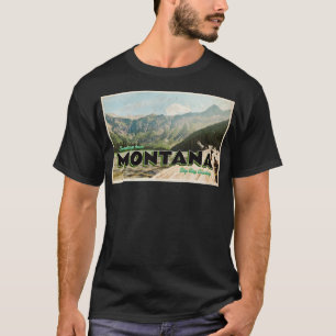 T-shirt Salutations du Montana Vintage Travel Postcard Des
