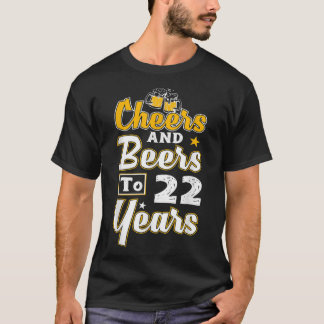 T-shirt Salutations Et Bières À 22 Ans, Joyeux 22E Anniver