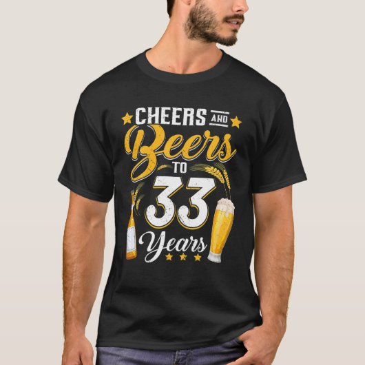 T-shirt Salutations Et Bières À 33 Ans Drôle 33E Anniversa (Devant)