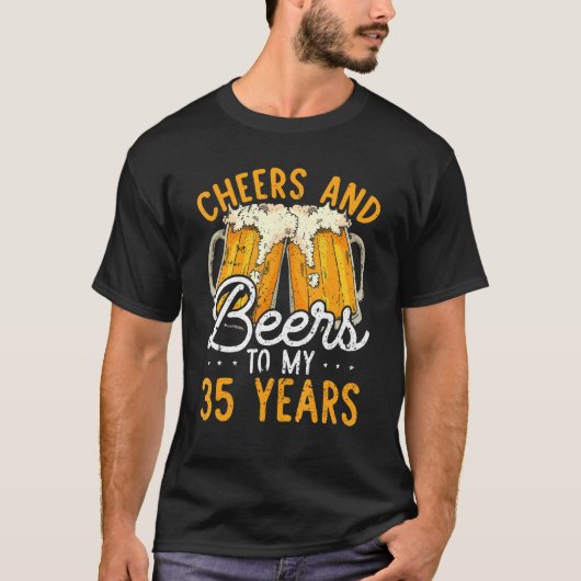 T-shirt Salutations Et Bières À 35 Ans 35E Anniversaire Po (Devant)