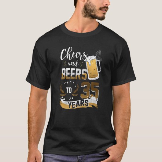 T-shirt Salutations Et Bières À 35 Ans J'Aime La Bière Et (Devant)
