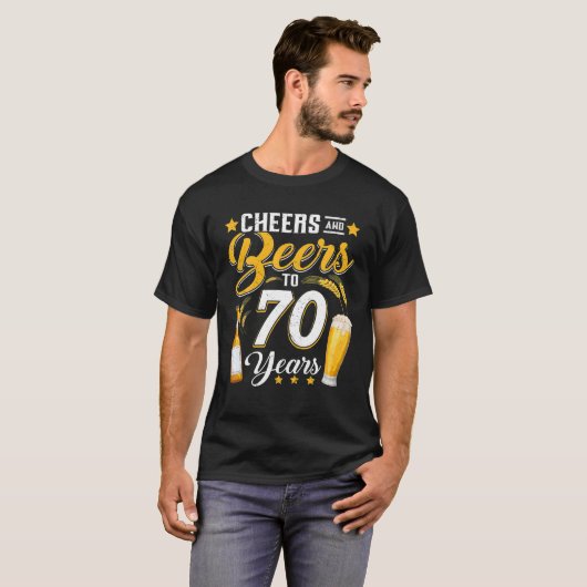 T-shirt Salutations Et Bières À 70 Ans Drôle 70ème Anniver (Devant entier)