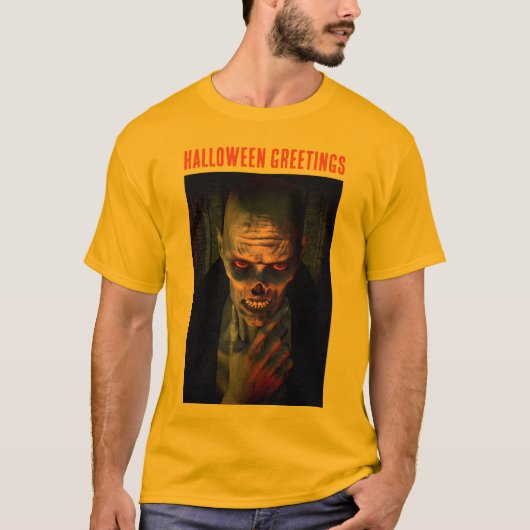T-shirt Salutations Halloween. Zombie (Devant)