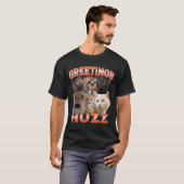 T-shirt Salutations Huzz Drôle de Chat Mème Dérangé Bootle (Devant entier)