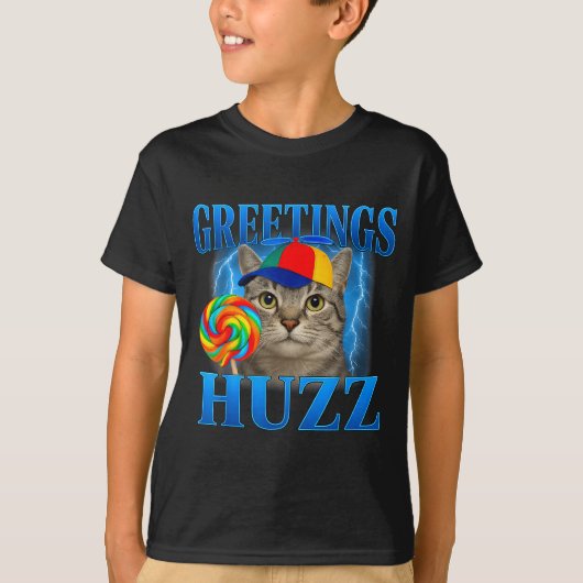 T-shirt Salutations Huzz drôle de conception de mème de ch (Devant)