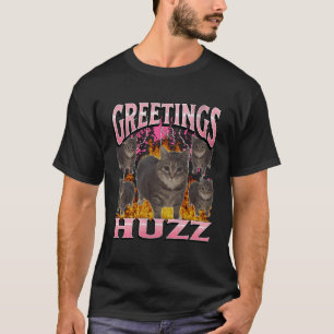 T-shirt Salutations Huzz Mème de Chat Drôle Graphique Cont