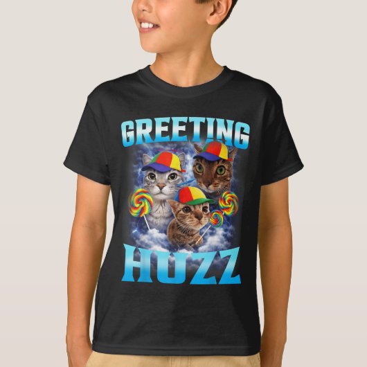 T-shirt Salutations Mème de Chat Huzz Drôle (Devant)