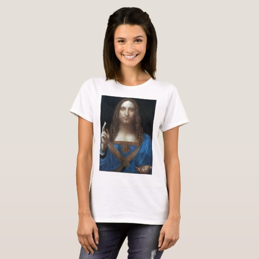 T-shirt Salvator Mundi, Jésus Christ, Léonard de Vinci (Devant entier)