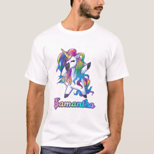 T-shirt SAMANTHA Nom Licorne Arc-en-Ciel Personnalisée Per