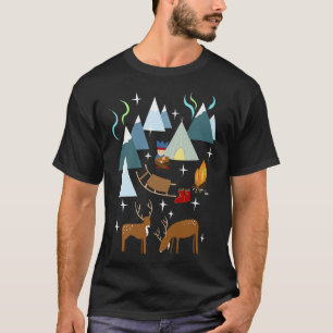 T-shirt Sami Dad with baby and reindeer in the polar night