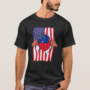 T-shirt Samoa Drapeau Sang en moi Accueil Fierté Samoan A